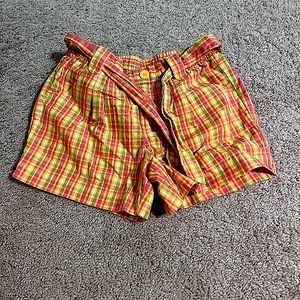 Gymboree Aloha Sunshine Plaid Tie Shorts